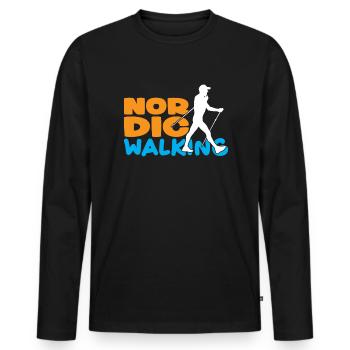 Marche nordique Sports Marche - T-shirt manches longues Premium bio Homme - noir - Devant - Nico (187cm)