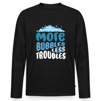 Plus de bulles moins de problèmes Seifenblasen - T-shirt manches longues Premium bio Homme - noir - Devant - Nico (187cm)