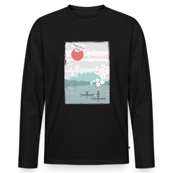 Kirschblüten Fuji Kirschbaum Japan Natur - Männer Premium Bio Langarmshirt - Schwarz - Vorne - Nico (187cm)