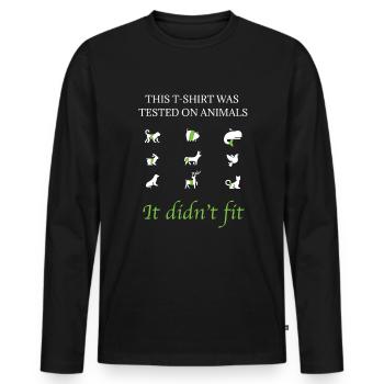 This T-Shirt Was Tested On Animals - Men's Premium Organic Long Sleeve Shirt - black - Front - Nico (187cm)