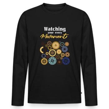 Regarder chacun de vos mouvements Montres Montre - T-shirt manches longues Premium bio Homme - noir - Devant - Nico (187cm)