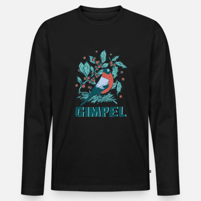 Gimpel Vogel Dompfaff Blutfink - Männer Premium Bio Langarmshirt - Schwarz