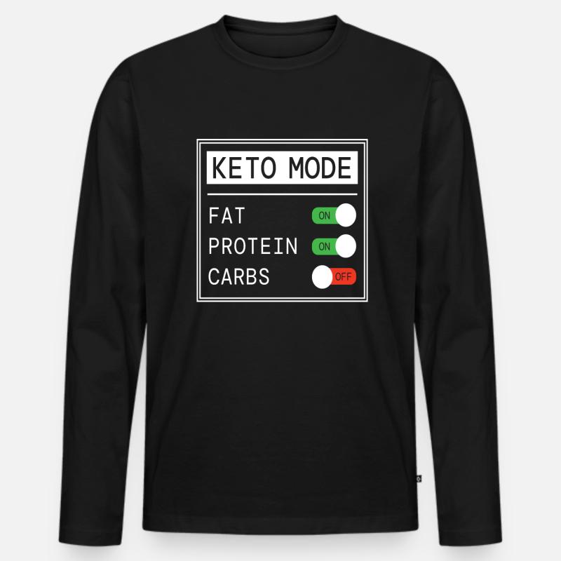 Keto Mode Gesundes Essen - Männer Premium Bio Langarmshirt - Schwarz