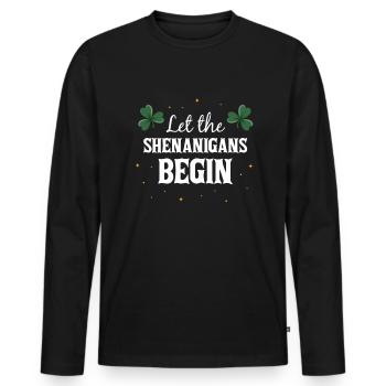 Let The Shenanigas Begin St Patricks Day - Männer Premium Bio Langarmshirt - Schwarz - Vorne - Nico (187cm)