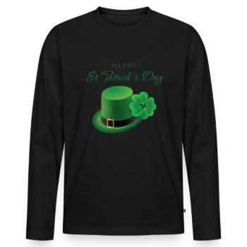 Bonne Saint-Patrick Irlande Hat - T-shirt manches longues Premium bio Homme - noir - Devant - Nico (187cm)