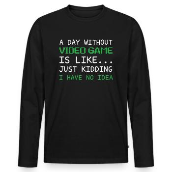 Une journée sans jeux vidéo drôle de joueur vidéo - T-shirt manches longues Premium bio Homme - noir - Devant - Nico (187cm)