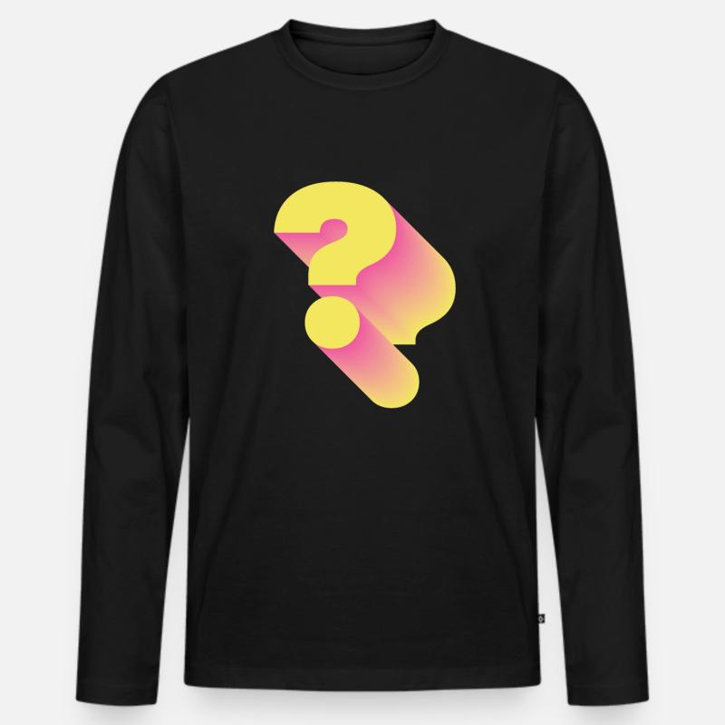 Retro Fragezeichen Satzzeichen - Männer Premium Bio Langarmshirt - Schwarz