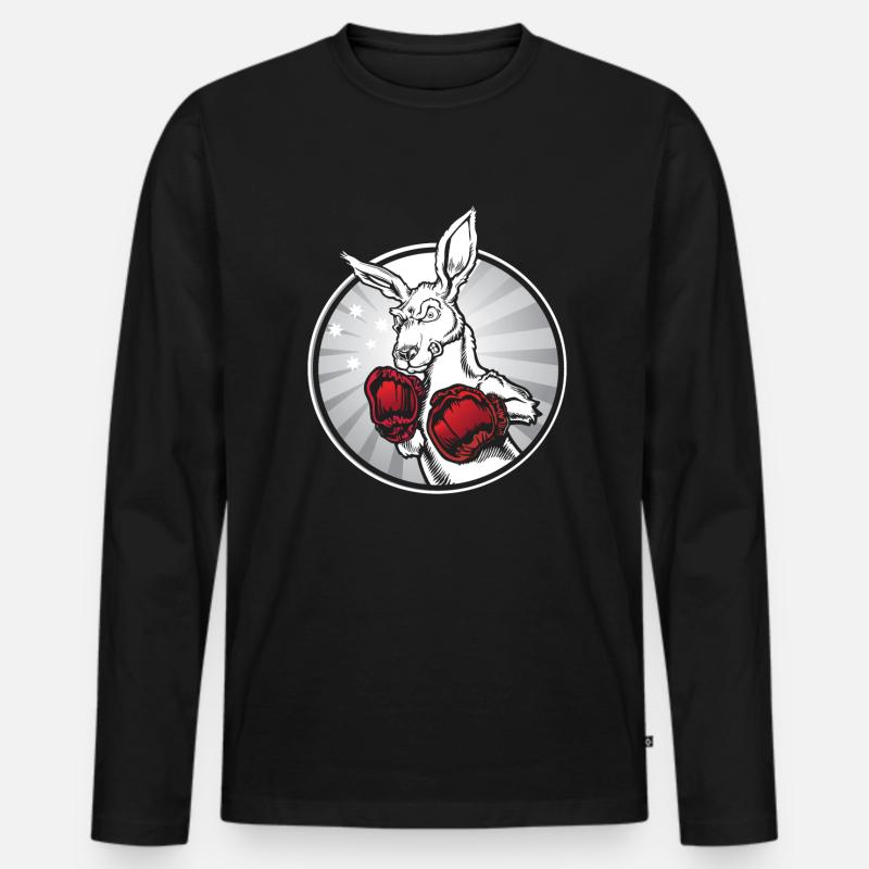 Känguru Boxen Kängurus - Männer Premium Bio Langarmshirt - Schwarz