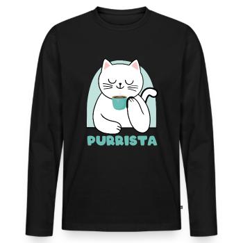 Purrista Kaffee Rösten Kaffee Katze - Männer Premium Bio Langarmshirt - Schwarz - Vorne - Nico (187cm)