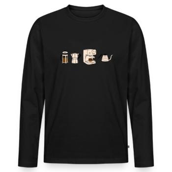 Kaffeemaschinen Kaffee Rösten - Männer Premium Bio Langarmshirt - Schwarz - Vorne - Nico (187cm)