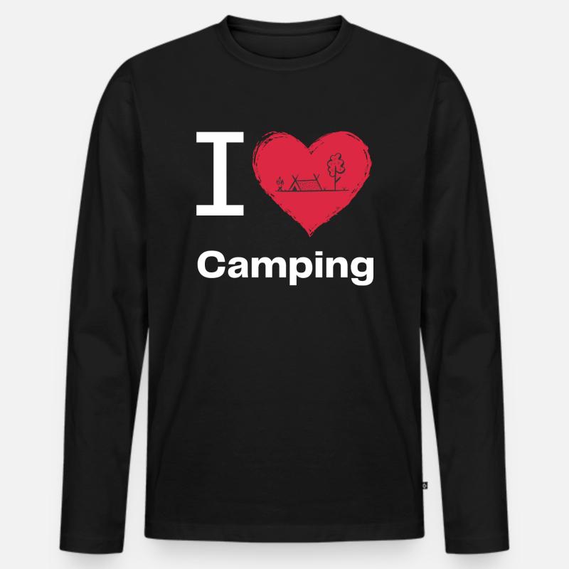 I LOVE Camping - Männer Premium Bio Langarmshirt - Schwarz