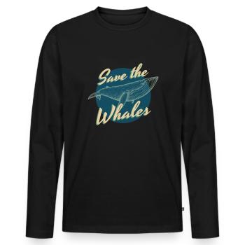 Blue Whale Save The Whales Whale Sea - Men's Premium Organic Long Sleeve Shirt - black - Front - Nico (187cm)