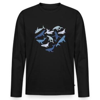 Blauwal Herz Wal Meer - Männer Premium Bio Langarmshirt - Schwarz - Vorne - Nico (187cm)
