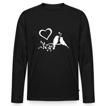 Coeur Oiseau Oiseaux d’Amour Oiseaux - T-shirt manches longues Premium bio Homme - noir - Devant - Nico (187cm)