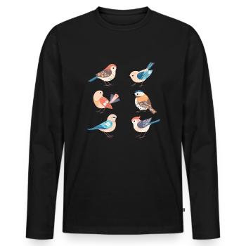 Oiseaux mignons Oiseau Oiseau - T-shirt manches longues Premium bio Homme - noir - Devant - Nico (187cm)