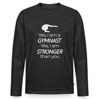 IM A Gymnaste Gymnastique Gymnastique Turner - T-shirt manches longues Premium bio Homme - anthracite chiné - Devant - Nico (187cm)