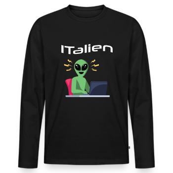 ITalien Alien Informatiker Hacker Coder - T-shirt manches longues Premium bio Homme - noir - Devant - Nico (187cm)