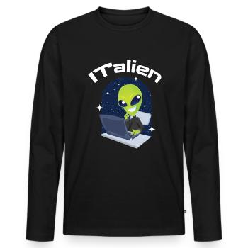 ITalien Alien Informatiker Hacker Coder - T-shirt manches longues Premium bio Homme - noir - Devant - Nico (187cm)