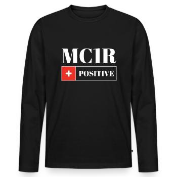 MC1R Roux positif Cheveux roux - T-shirt manches longues Premium bio Homme - noir - Devant - Nico (187cm)