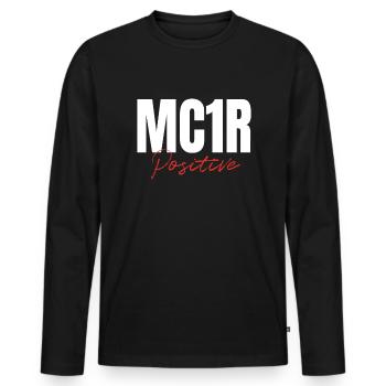MC1R Roux positif Cheveux roux - T-shirt manches longues Premium bio Homme - noir - Devant - Nico (187cm)