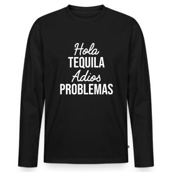 Hola Tequila Alcohol - Men's Premium Organic Long Sleeve Shirt - black - Front - Nico (187cm)