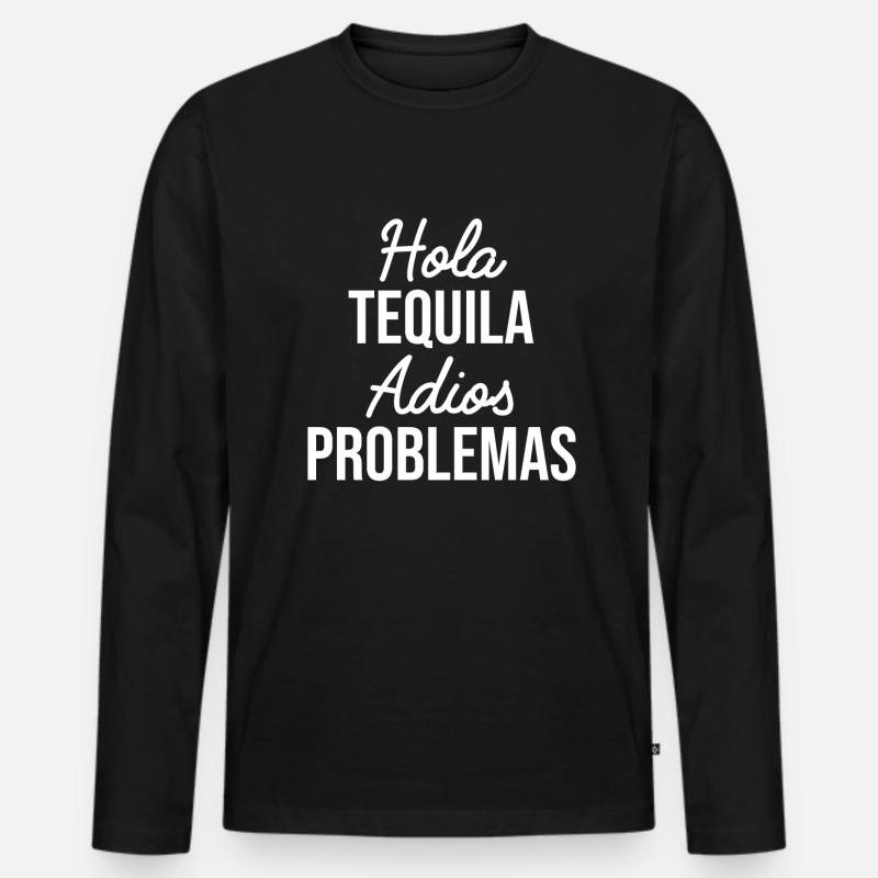 Hola Tequila Alkohol - Männer Premium Bio Langarmshirt - Schwarz