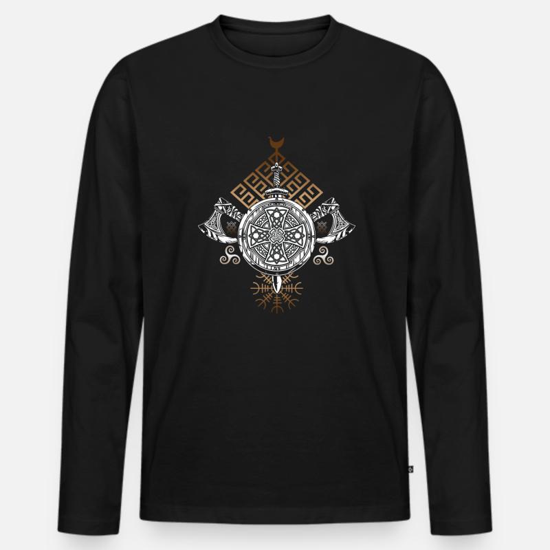 Wikingeraxt Baum Mythologie Rune - Männer Premium Bio Langarmshirt - Schwarz