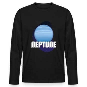 Neptune Planète Univers - T-shirt manches longues Premium bio Homme - noir - Devant - Nico (187cm)