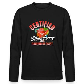 Fraise Daiquiri Cocktail Alcool - T-shirt manches longues Premium bio Homme - noir - Devant - Nico (187cm)