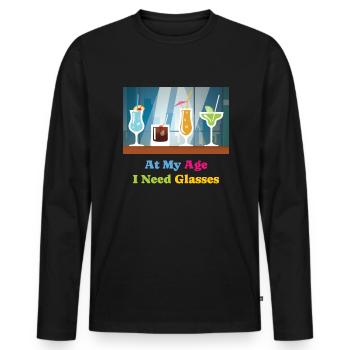J’ai besoin de verres cocktail alcool - T-shirt manches longues Premium bio Homme - noir - Devant - Nico (187cm)