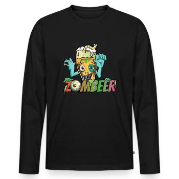 Zombeer Halloween Kostüm Bier Zombie - Männer Premium Bio Langarmshirt - Schwarz - Vorne - Nico (187cm)