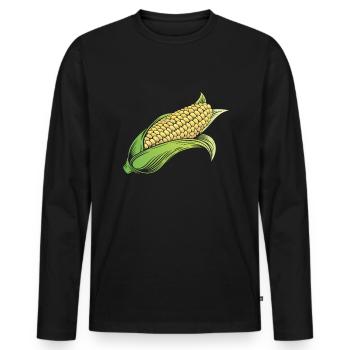 Maiskolben Mais - Männer Premium Bio Langarmshirt - Schwarz - Vorne - Nico (187cm)