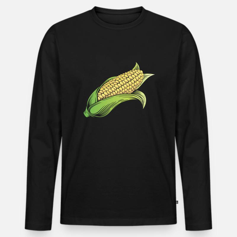 Maiskolben Mais - Männer Premium Bio Langarmshirt - Schwarz