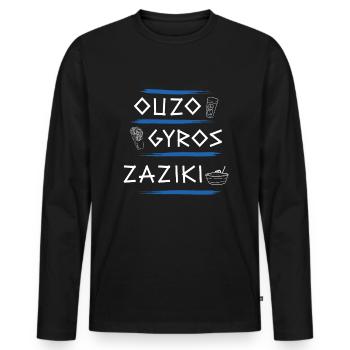 Ouzo Gyros Zaziki Grèce Griechenland - T-shirt manches longues Premium bio Homme - noir - Devant - Nico (187cm)
