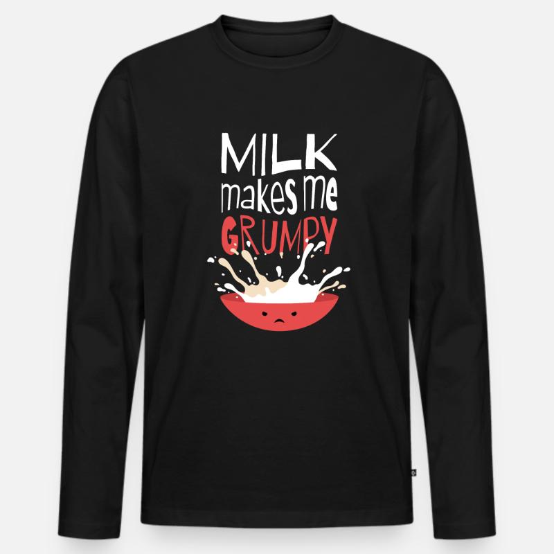 Milk Makes Me Grumpy Milch Lustig Funny - Männer Premium Bio Langarmshirt - Schwarz