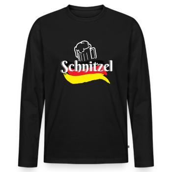 Schnitzel Germany Food - Men's Premium Organic Long Sleeve Shirt - black - Front - Nico (187cm)