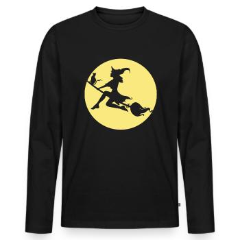 Hexe Retro Vintage Halloween - Männer Premium Bio Langarmshirt - Schwarz - Vorne - Nico (187cm)