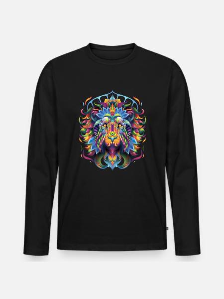 Kunstwerk Löwe Festival EDM Kunst - Männer Premium Bio Langarmshirt - Schwarz