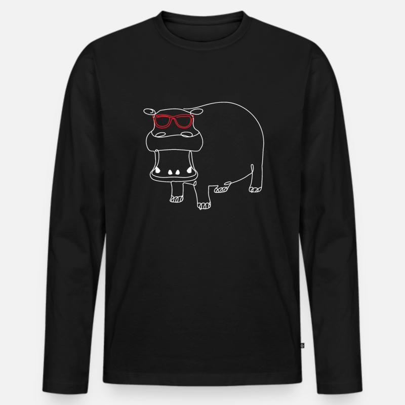 Süßes Nilpferd Sonnenbrille Hippo Kinder - Männer Premium Bio Langarmshirt - Schwarz