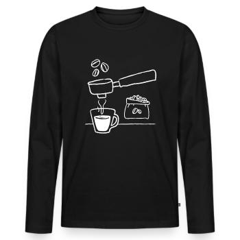 Siebträger Kaffeemaschine Kaffee Rösten - Männer Premium Bio Langarmshirt - Schwarz - Vorne - Nico (187cm)
