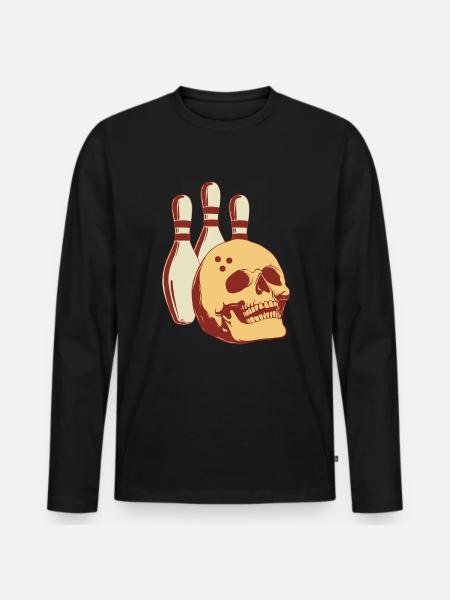 Bowling Skeleton Bowling Skittles - Men's Premium Organic Long Sleeve Shirt - black