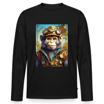 Singe Steampunk 1.6 - T-shirt manches longues Premium bio Homme - noir - Devant - Nico (187cm)