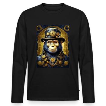Singe Steampunk 1.9 - T-shirt manches longues Premium bio Homme - noir - Devant - Nico (187cm)