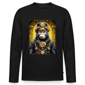 Singe Steampunk 1.14 - T-shirt manches longues Premium bio Homme - noir - Devant - Nico (187cm)