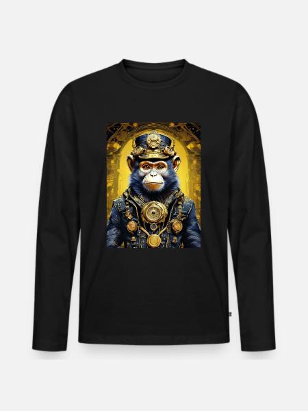 Steampunk Monkey 1.14 - Men's Premium Organic Long Sleeve Shirt - black