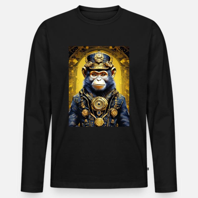 Steampunk Monkey 1.14 - Männer Premium Bio Langarmshirt - Schwarz
