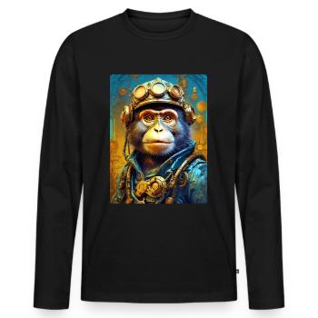 Singe Steampunk 1.15 - T-shirt manches longues Premium bio Homme - noir - Devant - Nico (187cm)