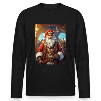 Père Noël steampunk 1.6 - T-shirt manches longues Premium bio Homme - noir - Devant - Nico (187cm)