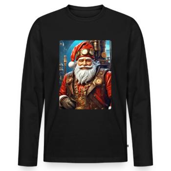 Steampunk Weihnachten Santa Claus 1.7 - Männer Premium Bio Langarmshirt - Schwarz - Vorne - Nico (187cm)