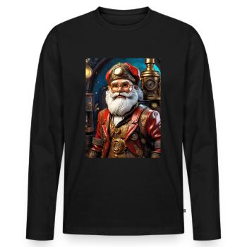 Père Noël steampunk 1.10 - T-shirt manches longues Premium bio Homme - noir - Devant - Nico (187cm)